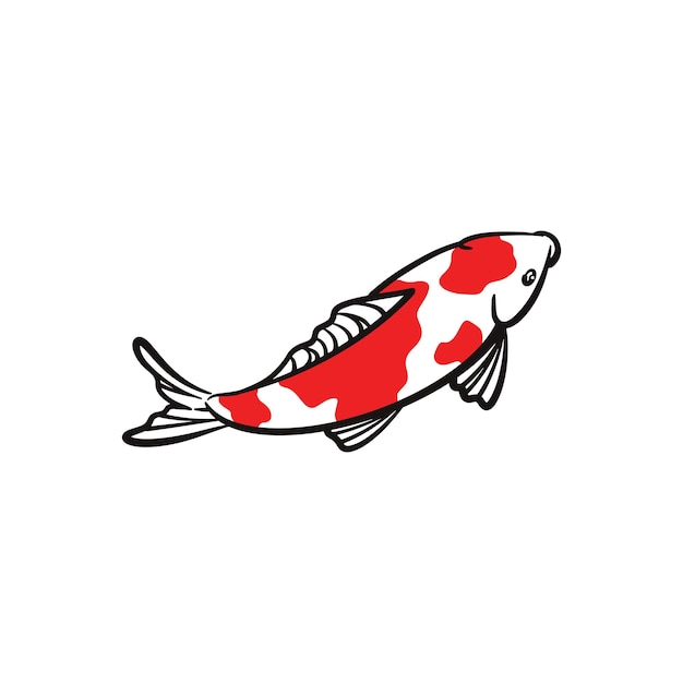 Vector vector de peces koi dibujado a mano ilustración artística de la línea de la carpa koi