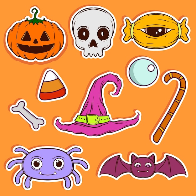 Vector vector de pegatina de halloween con ilustración