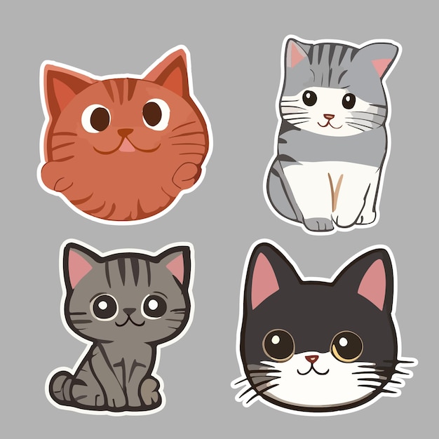 Vector de pegatinas de gato lindo para generar