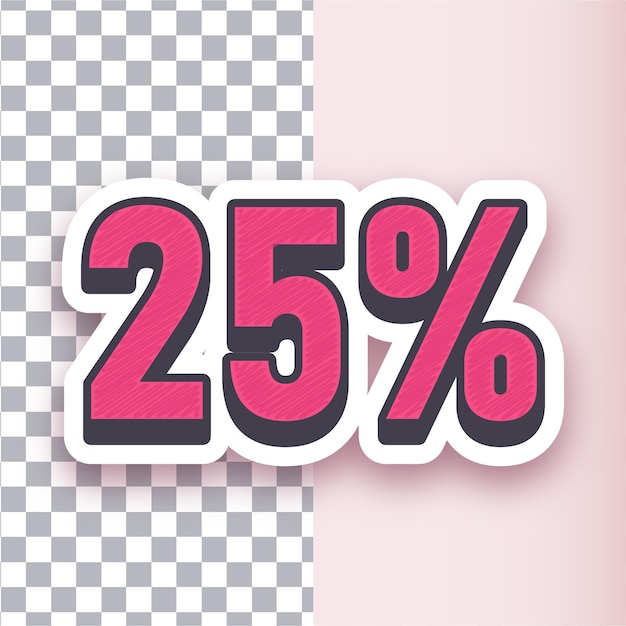 Vector de pegatinas rojas versátiles Diseño de íconos del 25 por ciento con fondo personalizable