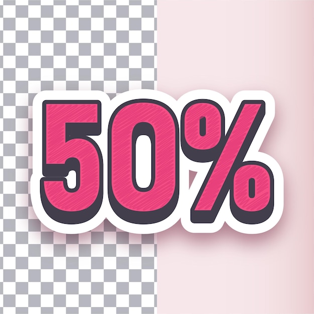Vector de pegatinas rojas versátiles Diseño de íconos del 50 por ciento con fondo personalizable
