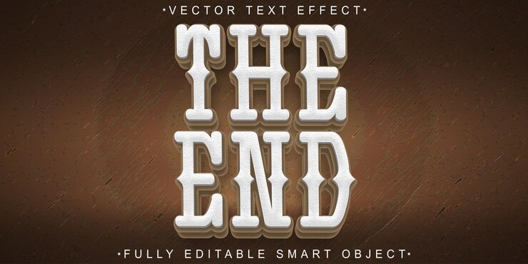 Vector el vector de la película the brown end cowboy objeto inteligente totalmente editable efecto de texto