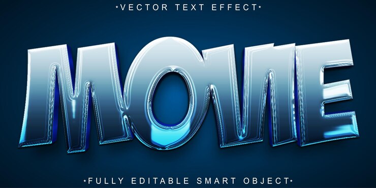 Vector vector de películas efecto de texto de objeto inteligente totalmente editable
