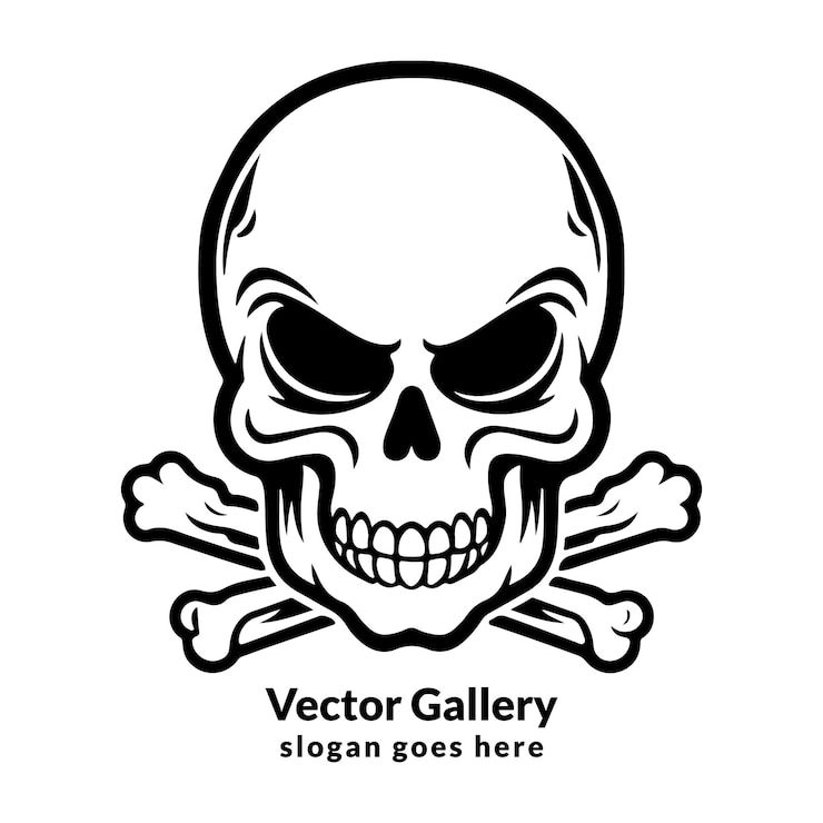 Vector vector de peligro logotipo del cráneo y diseño del tatuaje