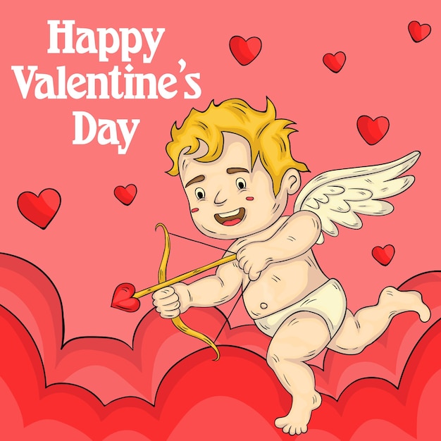 Vector de pemium de fondo de san valentín de cupido