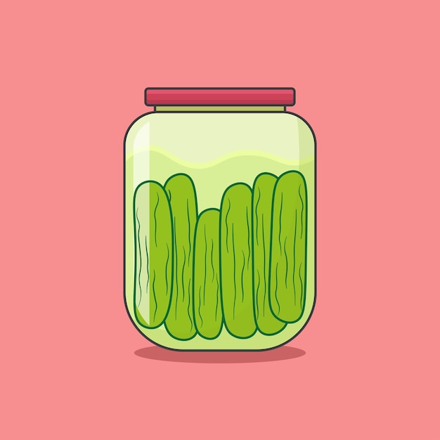vector de pepino en escabeche en un frasco