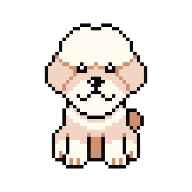 Vector de perro caniche de pixel art en estilo retro