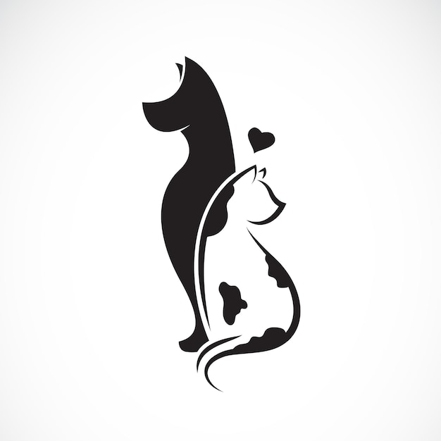 Vector de perro y gato sobre un fondo blanco Animales de compañía Fácil ilustración vectorial en capas editable