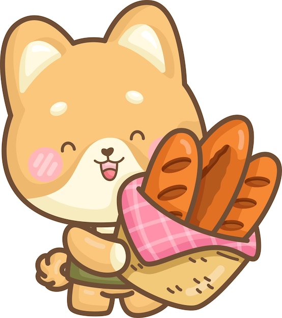 un vector de un perro lindo con panes de pan