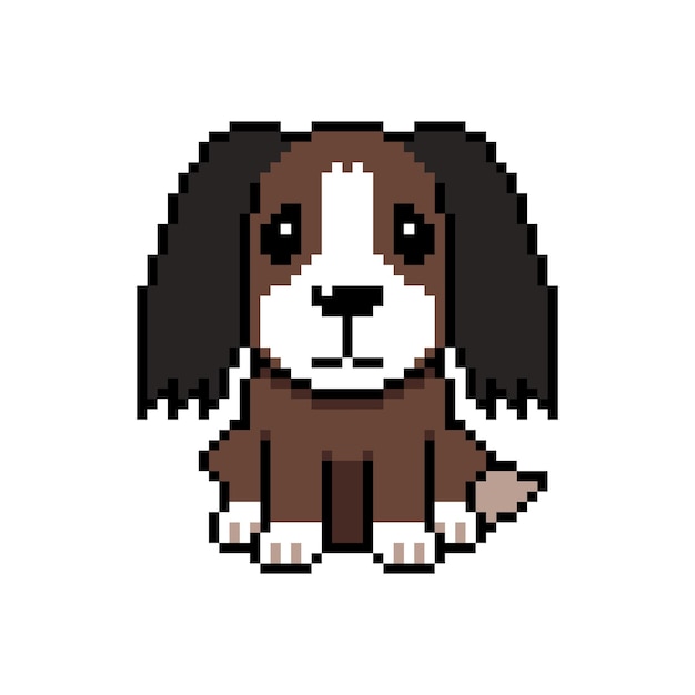 Vector de perro lindo de pixel art en estilo retro