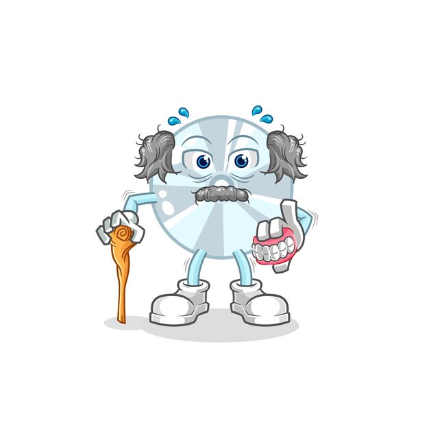 Vector de personaje de anciano de pelo blanco de CD