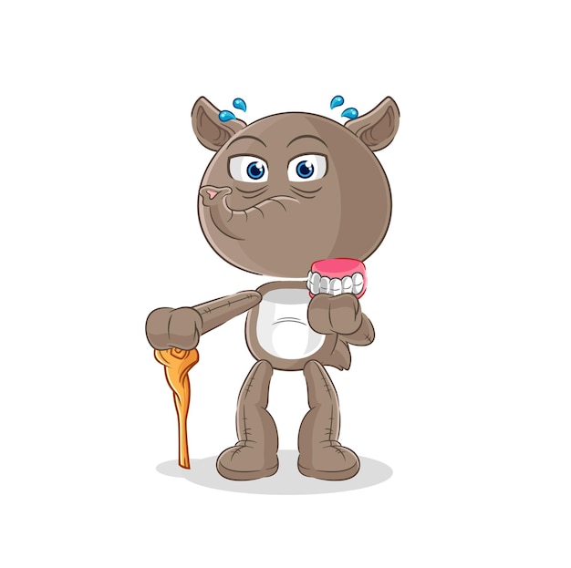 Vector de personaje de anciano de pelo blanco de tapir