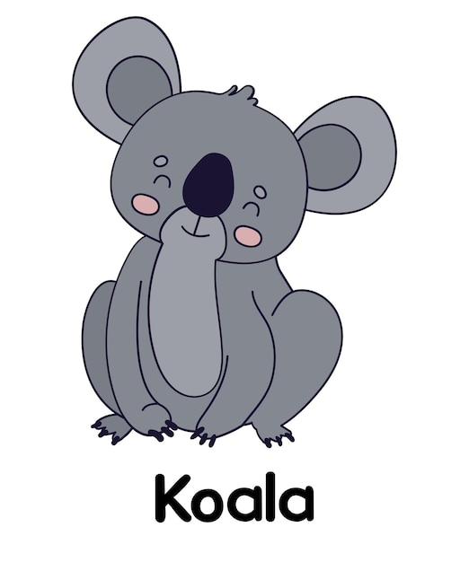 Vector de personaje de dibujos animados divertido Koala Animales