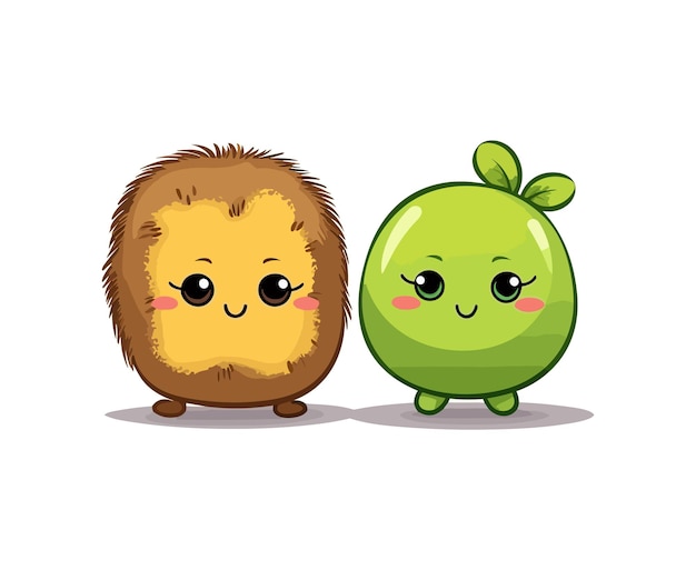 Vector vector de personaje de dibujos animados de fruta kawaii ilustración divertida de kawaii de fruta