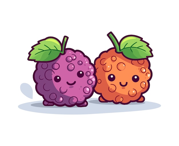vector de personaje de dibujos animados de fruta kawaii Ilustración divertida de kawaii de fruta