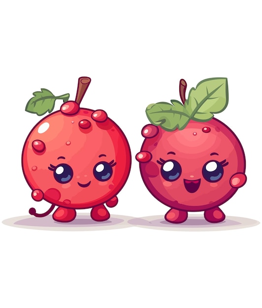 vector de personaje de dibujos animados de fruta kawaii Ilustración de kawaii de fruta divertida