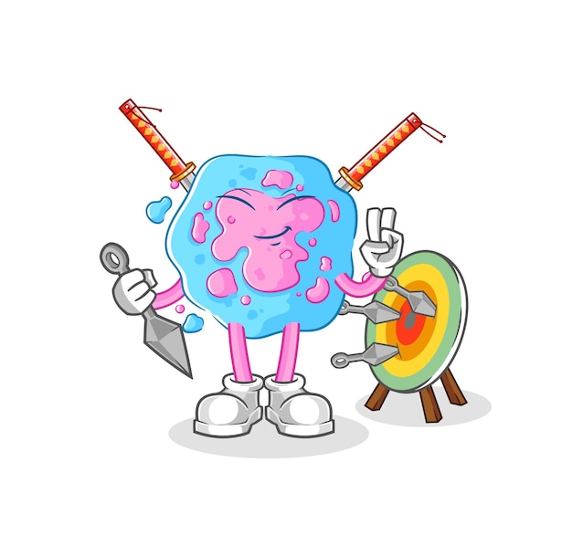 Vector de personaje de dibujos animados de ninja celular