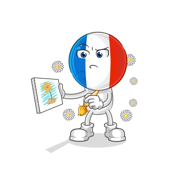 Vector de personaje de dibujos animados de pintor tradicional de Francia