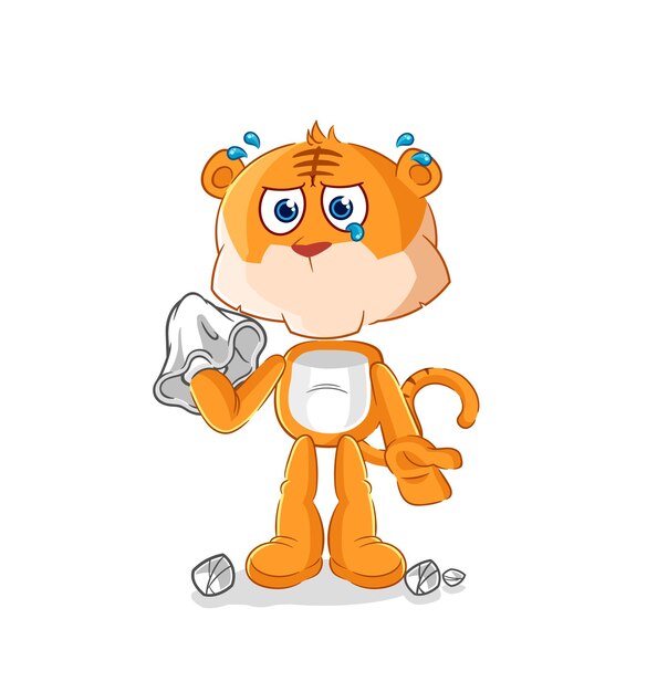 Vector de personaje de dibujos animados de pintor tradicional de tigre