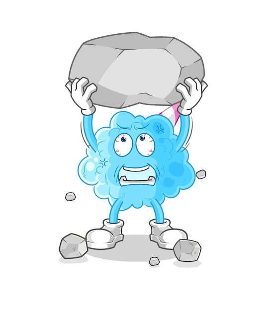 Vector de personaje de dibujos animados de roca de elevación de algodón de azúcar