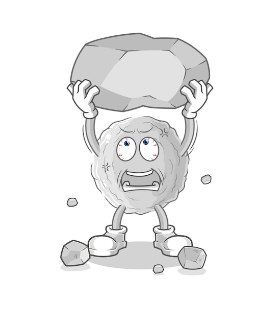 Vector de personaje de dibujos animados de roca de elevación de roca