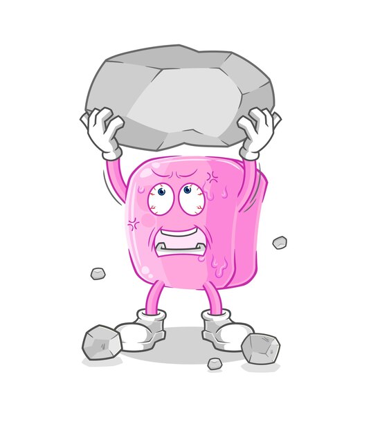 Vector de personaje de dibujos animados de roca de elevación de uñas