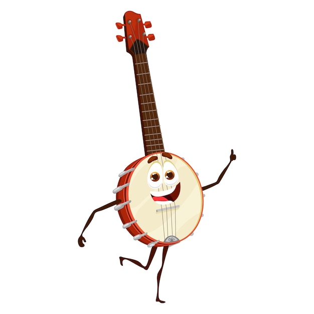 Vector de personaje de fantasía de instrumento de banjo de dibujos animados