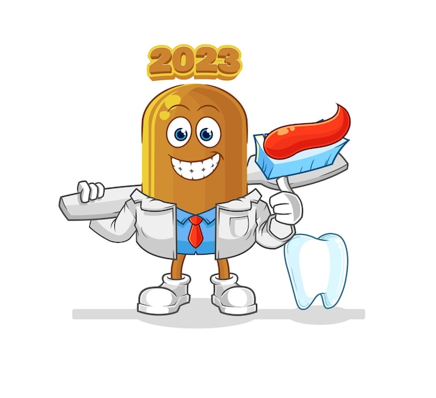 Vector vector de personaje de ilustración de dentista de año nuevo 2023