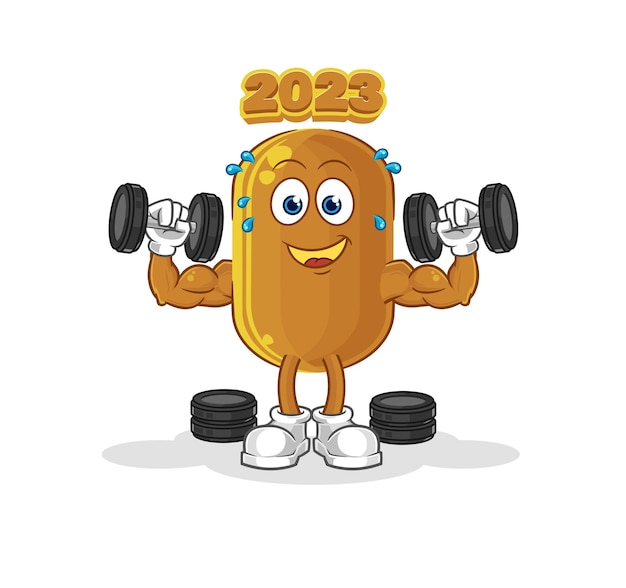 vector de personaje de ilustración de entrenamiento con pesas de año nuevo 2023