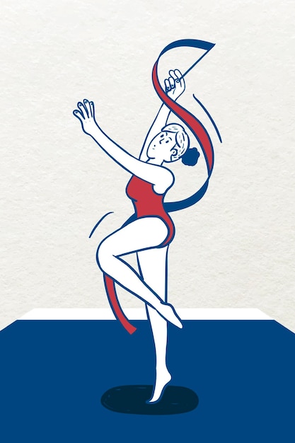 Vector vector de personaje de jugador de gimnasia rítmica femenina