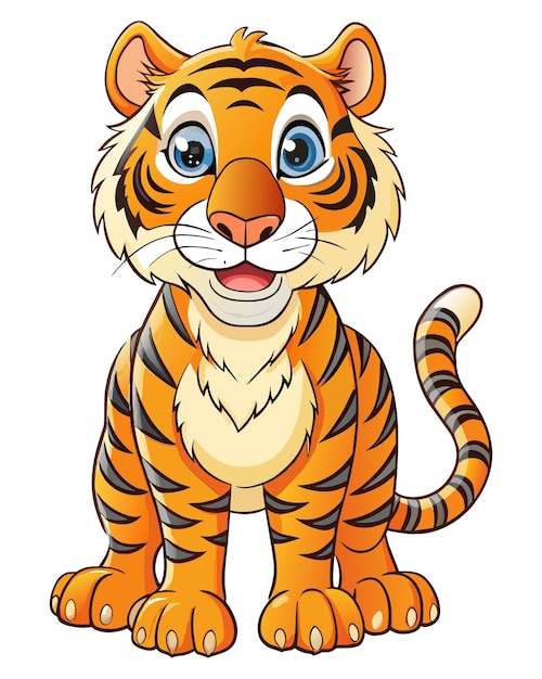 Vector de personajes de dibujos animados en 3D de tigre con fondo blanco