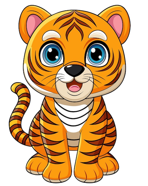 Vector de personajes de dibujos animados en 3D de tigre con fondo blanco