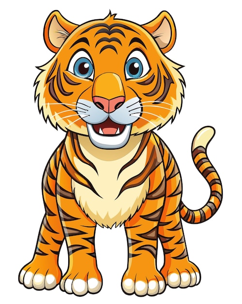 Vector de personajes de dibujos animados en 3d de tigre con fondo blanco