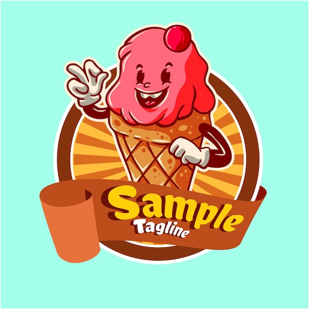 Vector vector de personajes de dibujos animados de helados lindos