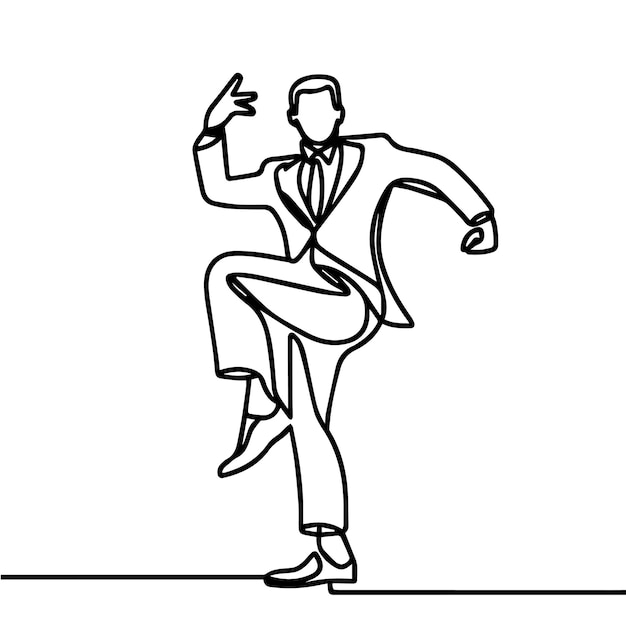 vector de personas bailando en un estilo de línea continua
