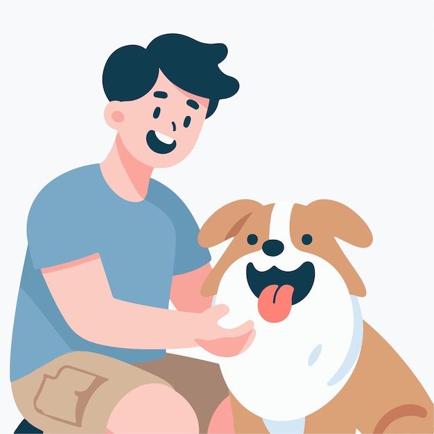 Vector vector de personas felices con perros en estilo de diseño plano