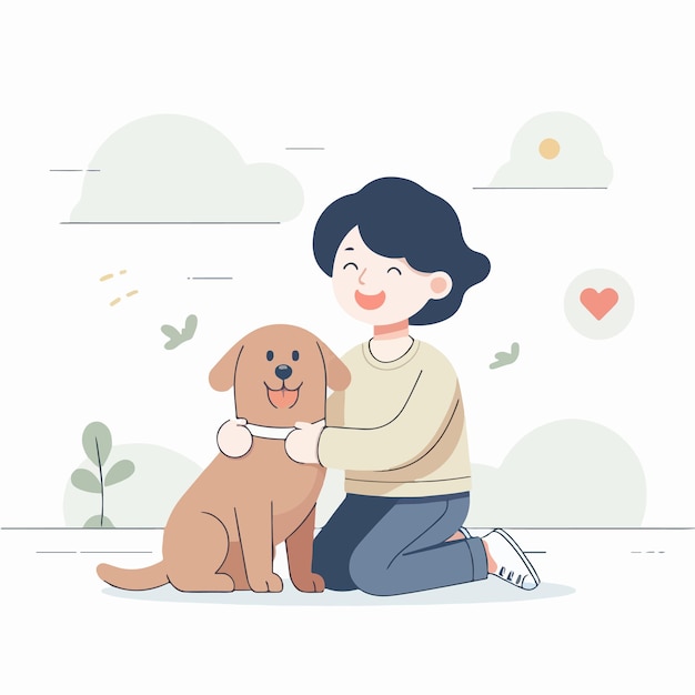 Vector de personas felices con perros en estilo de diseño plano