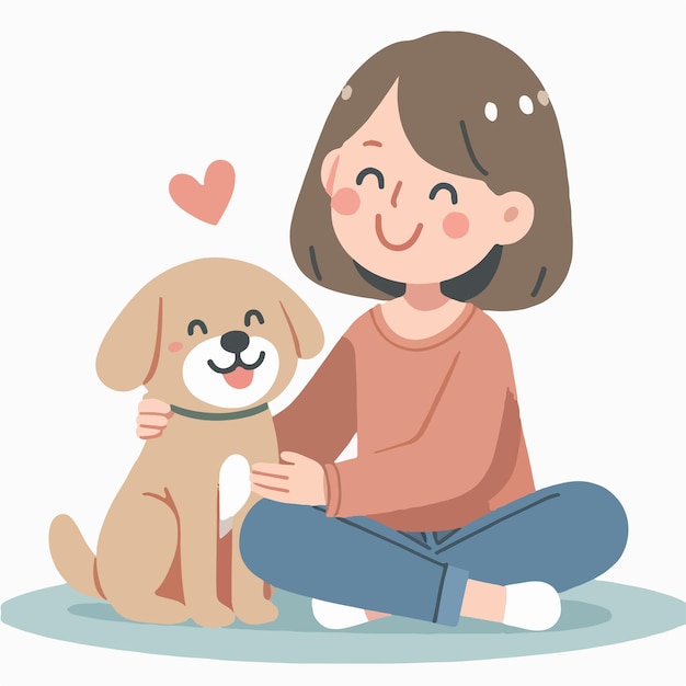 Vector de personas felices con perros en estilo de diseño plano