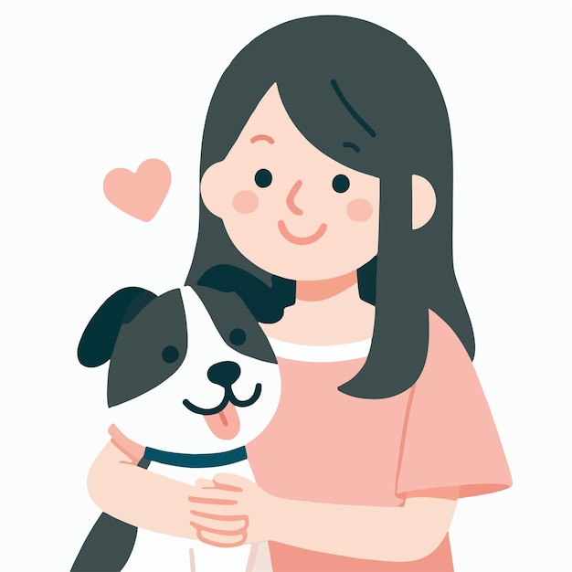 Vector vector de personas felices con perros en estilo de diseño plano