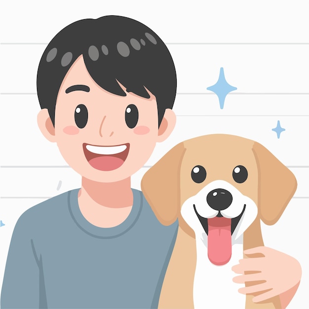 Vector de personas felices con perros en estilo de diseño plano