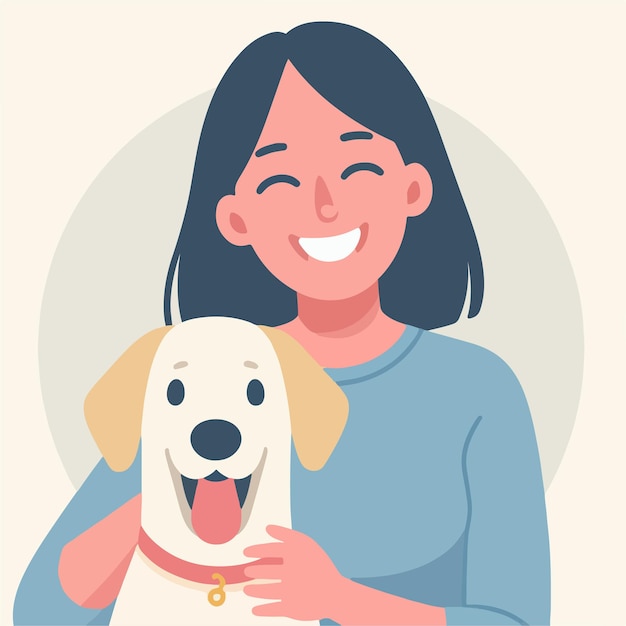 Vector de personas felices con perros en estilo de diseño plano