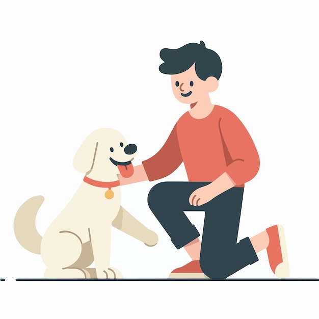 Vector de personas felices con perros en estilo de diseño plano