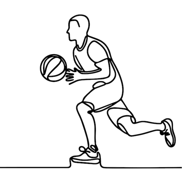 vector de personas jugando al baloncesto en estilo de línea continua