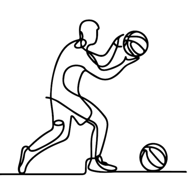 vector de personas jugando al baloncesto en estilo de línea continua