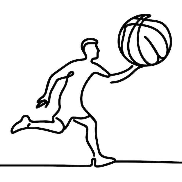 vector de personas jugando al baloncesto en estilo de línea continua