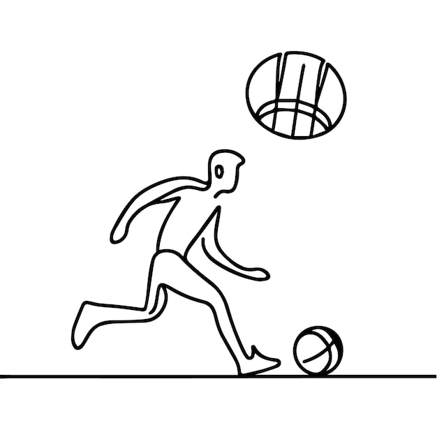 vector de personas jugando al baloncesto en estilo de línea continua