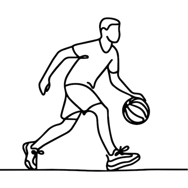 vector de personas jugando al baloncesto en estilo de línea continua