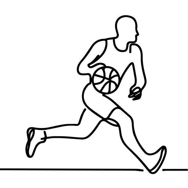 vector de personas jugando al baloncesto en estilo de línea continua