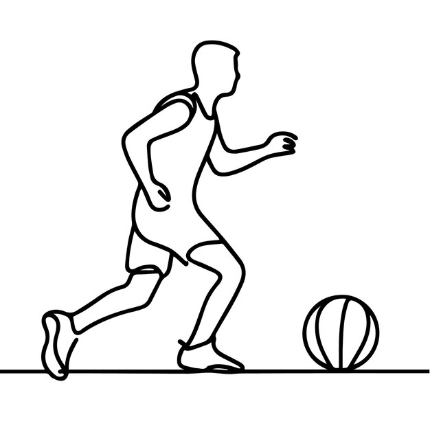 vector de personas jugando al baloncesto en estilo de línea continua
