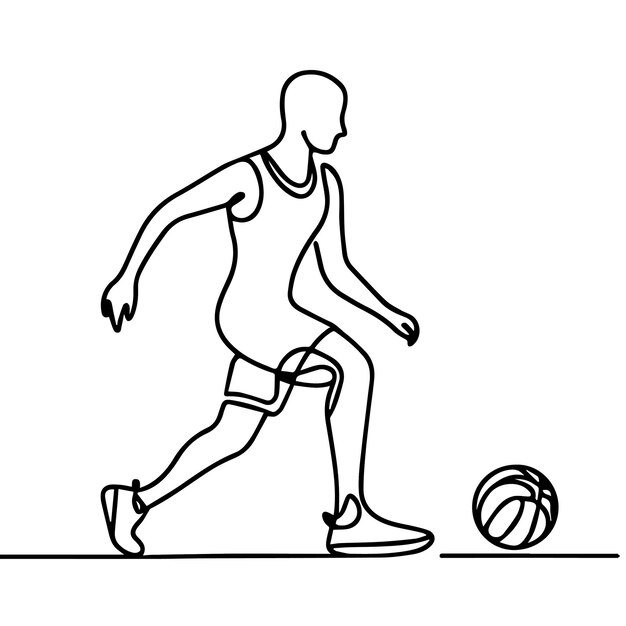 vector de personas jugando al baloncesto en estilo de línea continua